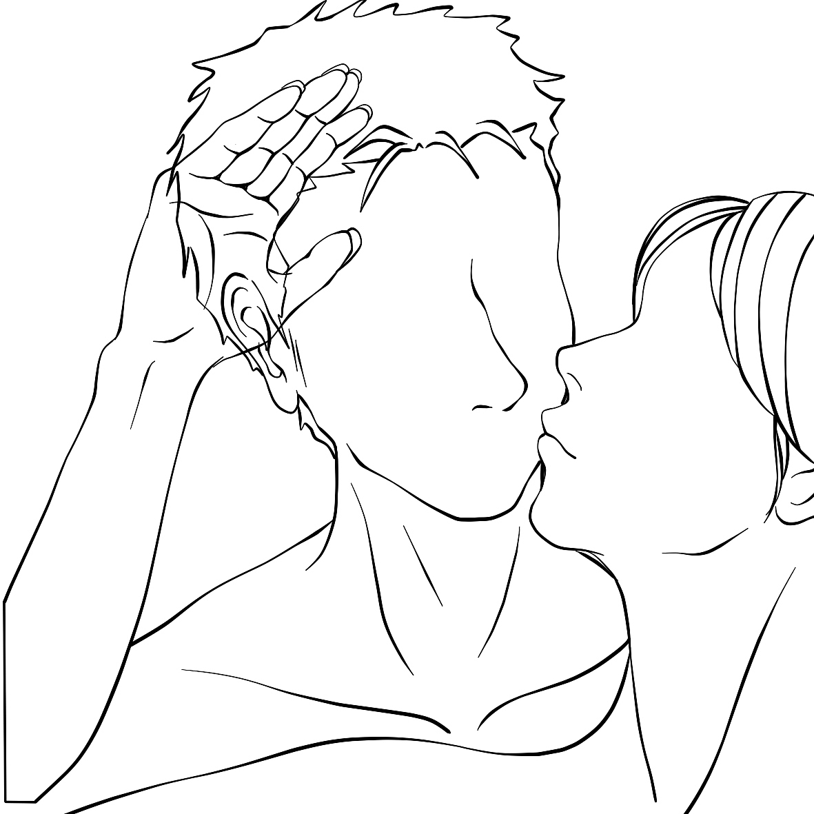 情侣恋爱中的手部动作姿态线稿