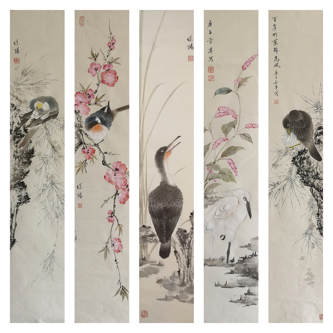 花鸟条屏|纯艺术|绘画|h贺h - 原创作品 - 站酷 (zcool)