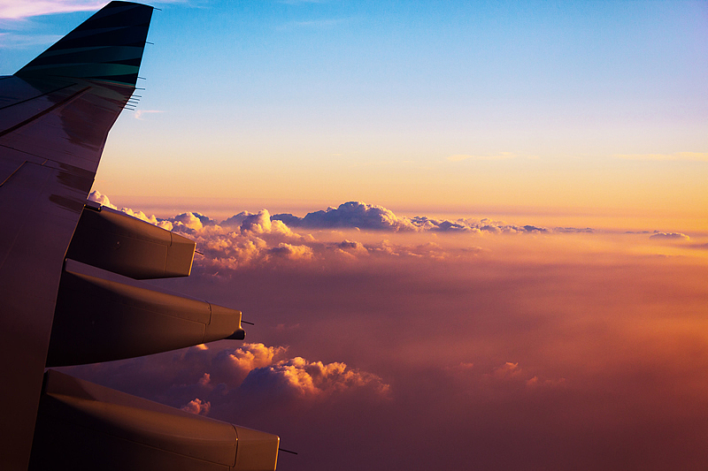 飞机上的晚霞,运气不错来回的时候正好把日出和日落都看全了