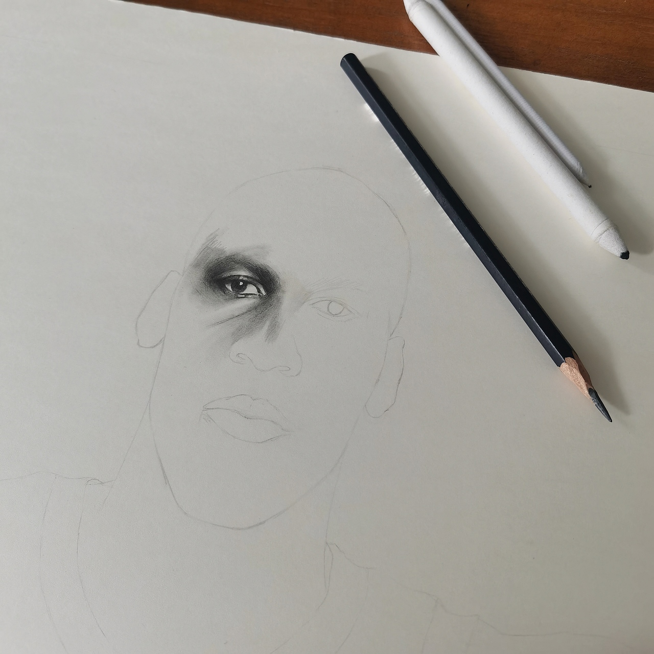 人像素描飞人乔丹展臂