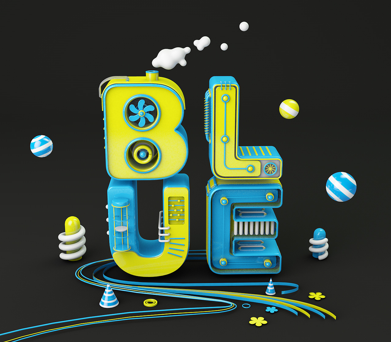 c4d文字练习:blue