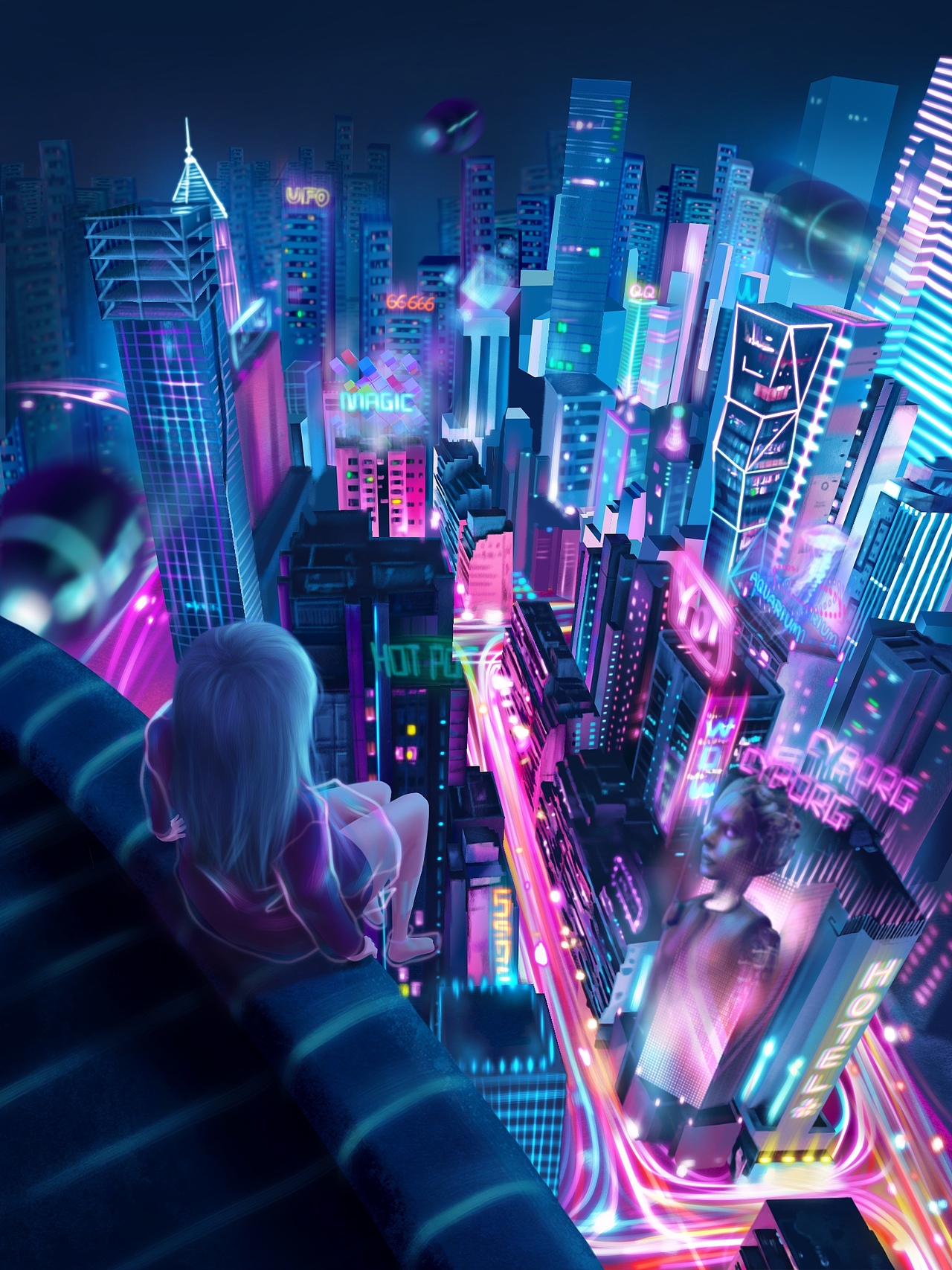 赛博朋克系列插画及衍生品设计