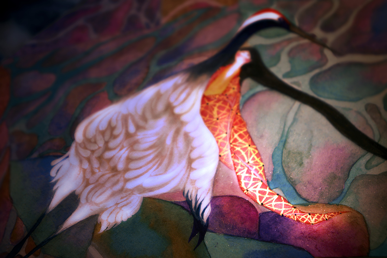 《鹤仙歌.金散瘴》白中南颜彩-人川集（图ZMTAxODA0ODA4） - 艺术插画 - 站酷设计师白中南原创素材 - 站酷ZCOOL