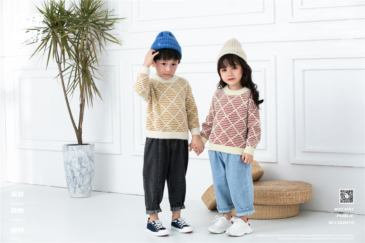 万康摄影 国内男女童模 春夏季毛衣睡衣套装场景拍摄
