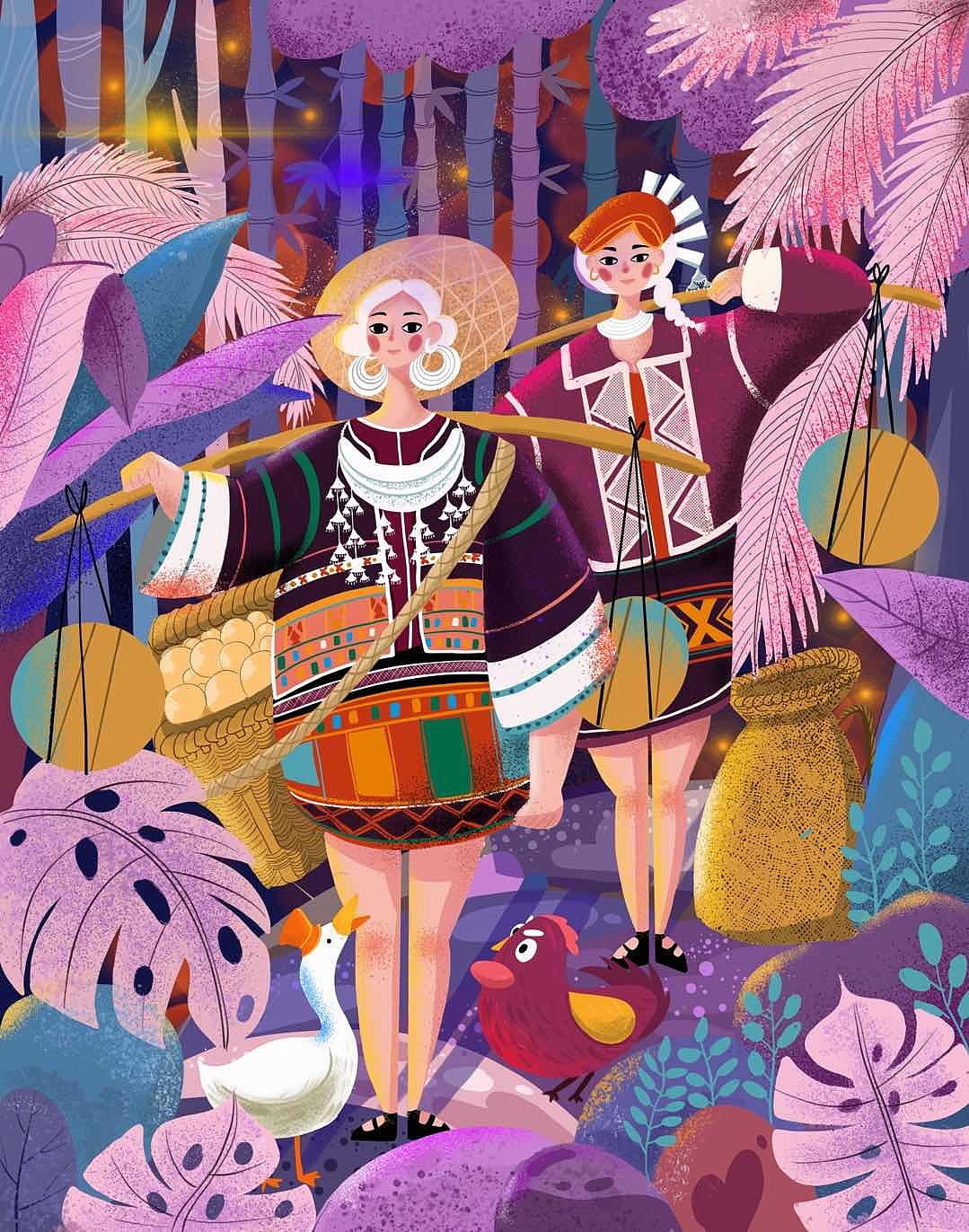 少数民族彝族插画