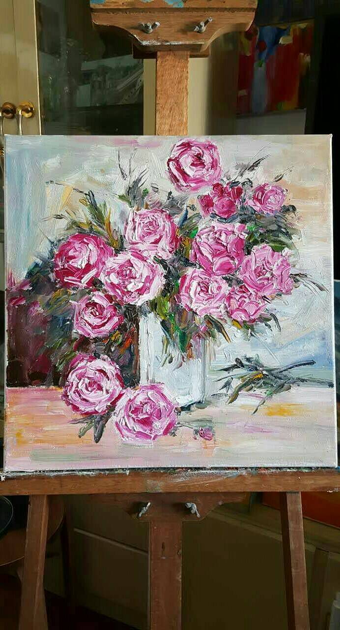 油画紫色玫瑰作者果酱女王俞果