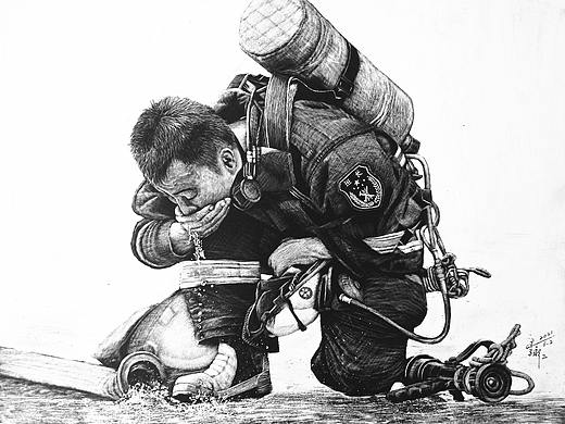 李子哥刮画作品《胜仗》