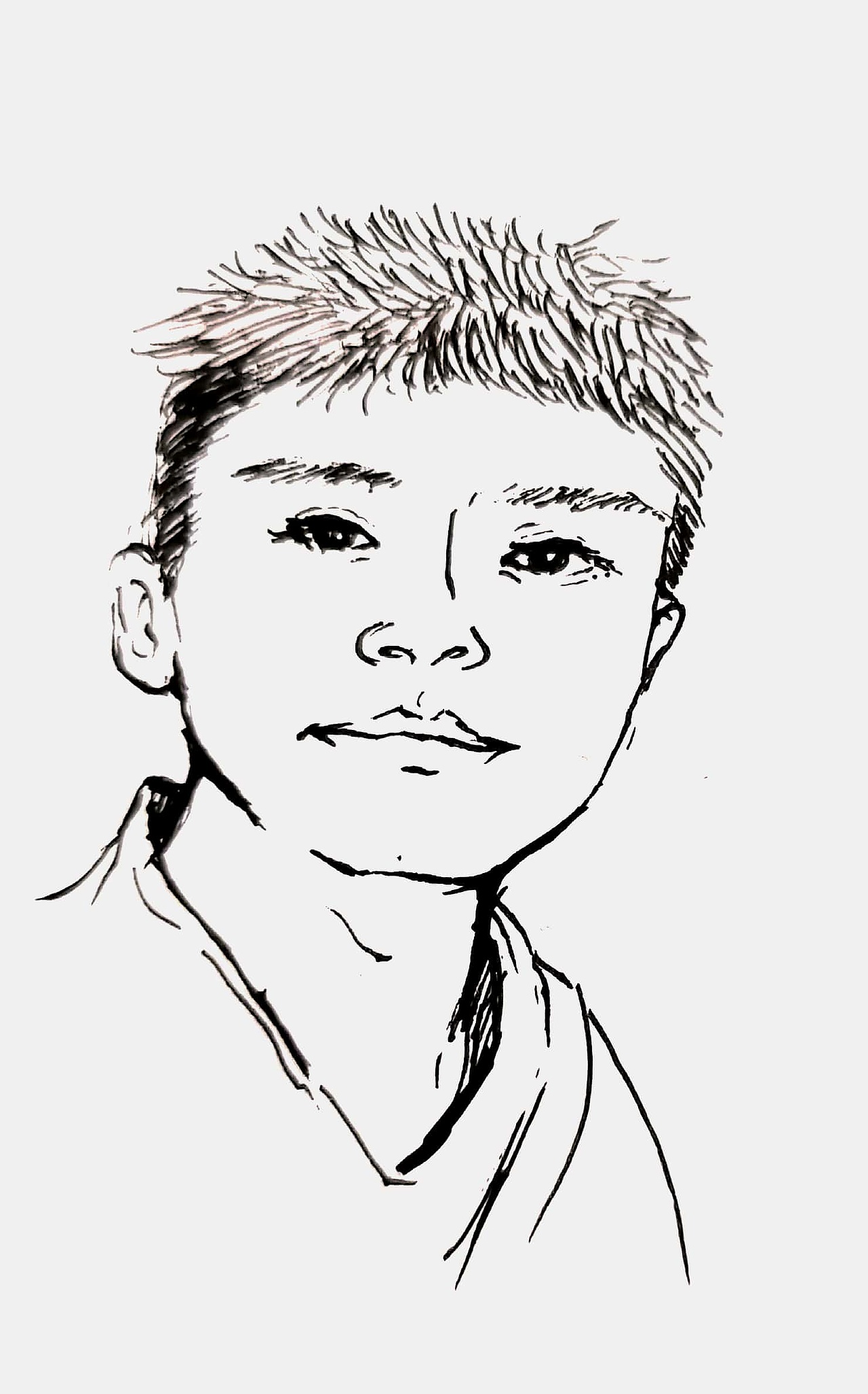 手绘黑白线稿头像