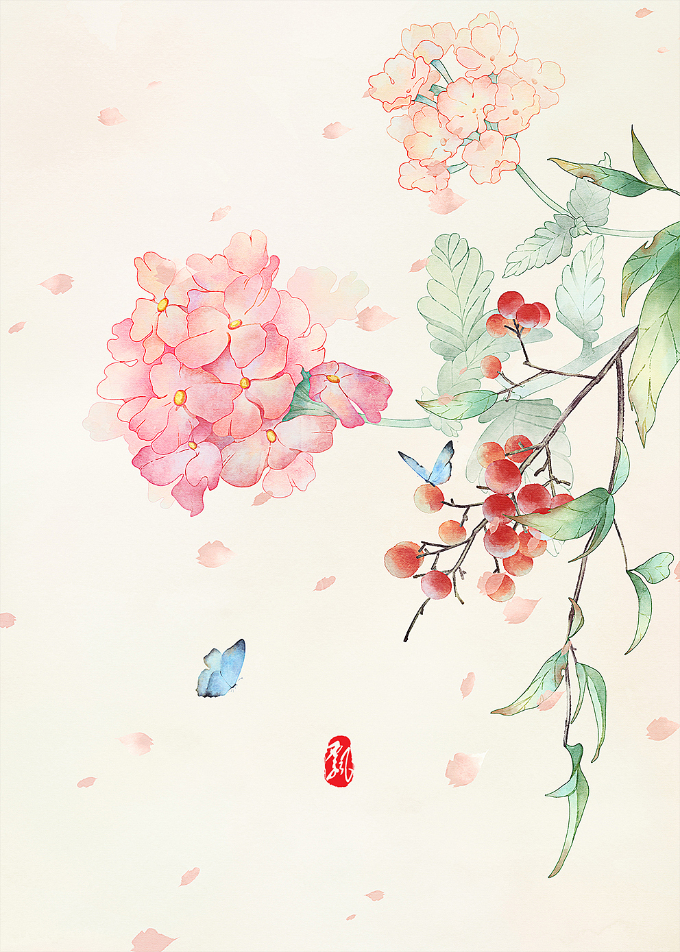 花非花，情非情。（图ZMTQyMDA2MjE2） - 商业插画 - 站酷设计师A飘加把劲原创素材 - 站酷ZCOOL