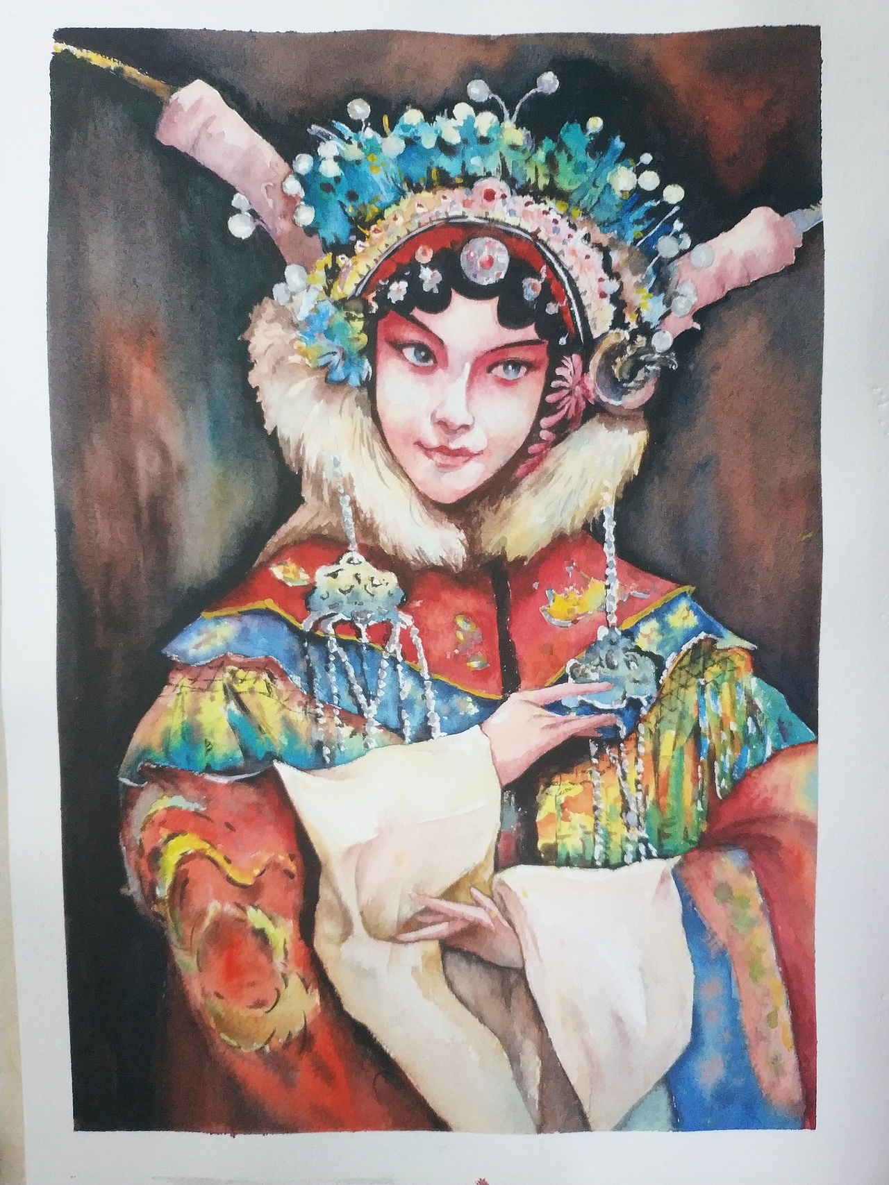 京剧水彩|纯艺术|绘画|栗子粽_原创作品-站酷zcool