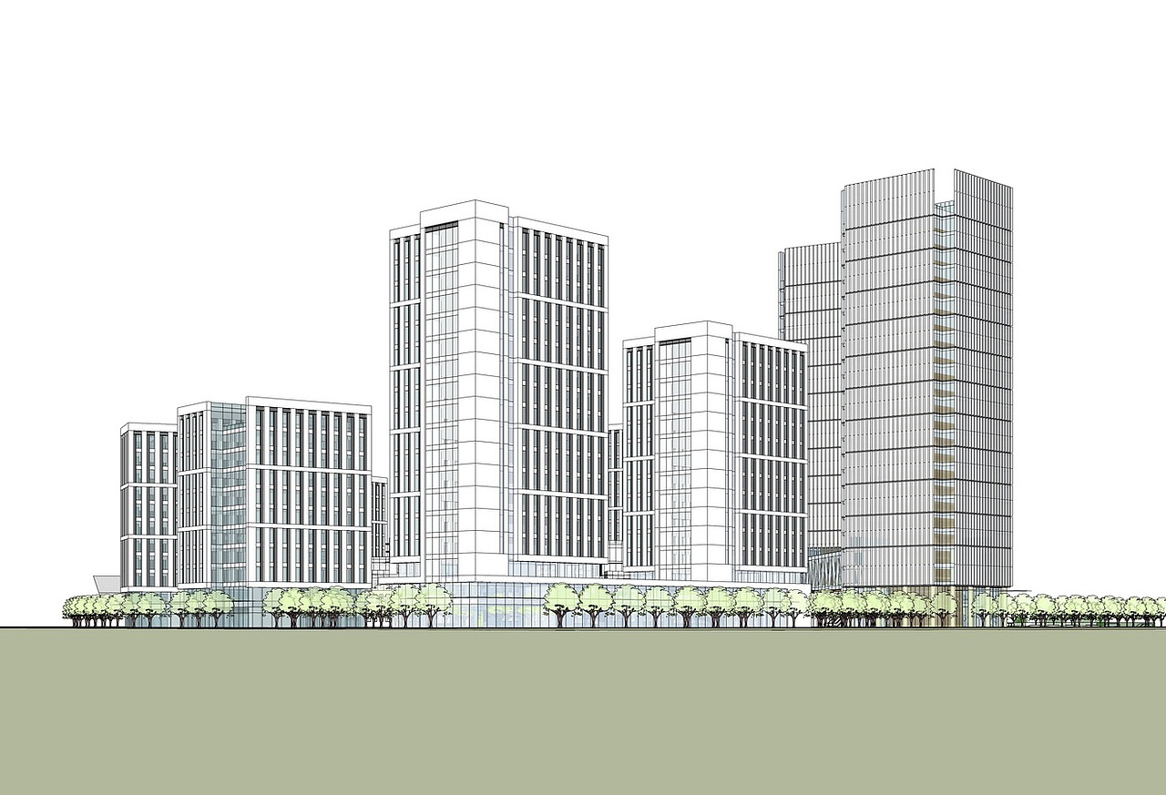 现代高层办公楼SU模型下载