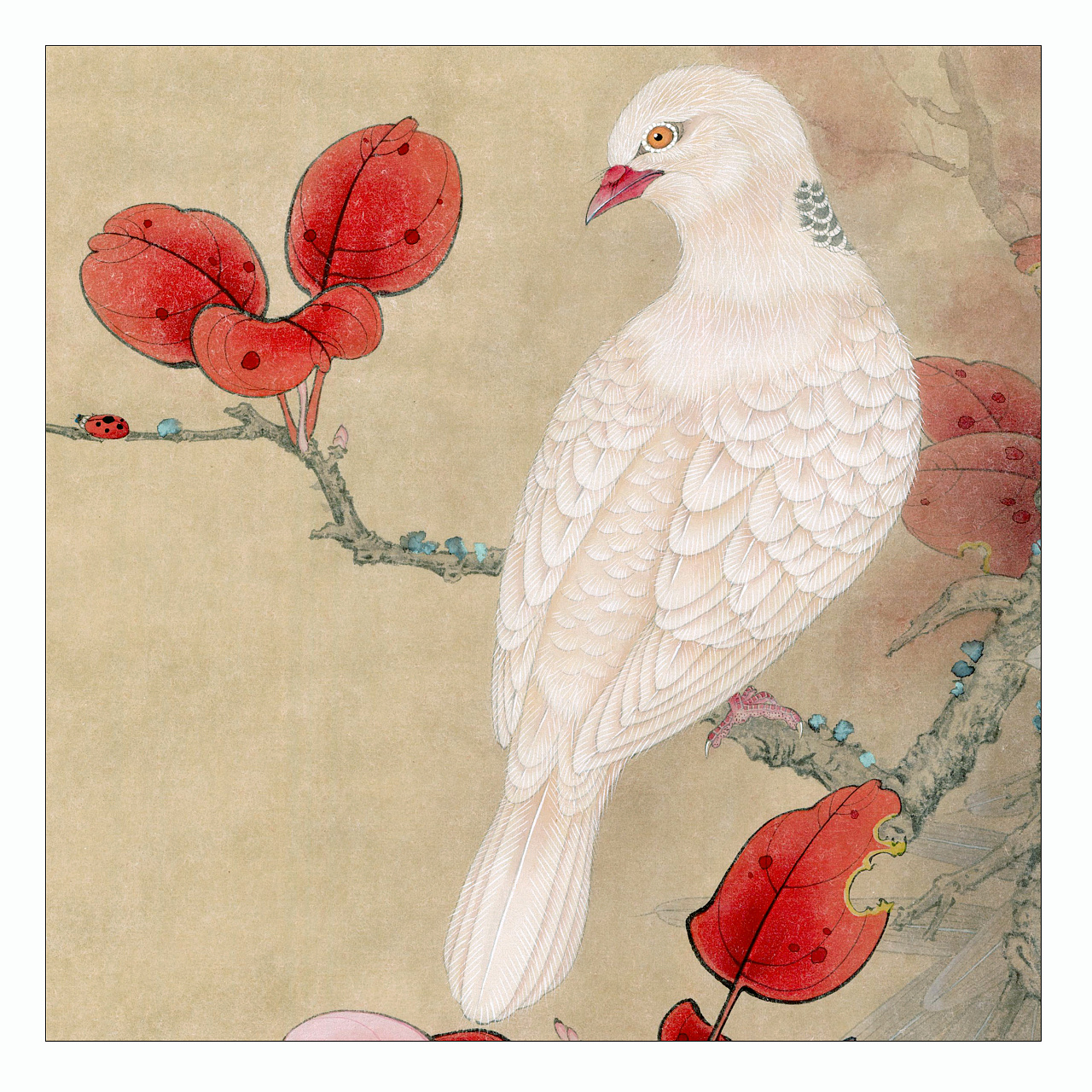 手绘-工笔-红叶白鸽|插画|艺术插画|伊斯里夫的画笔 - 原创作品