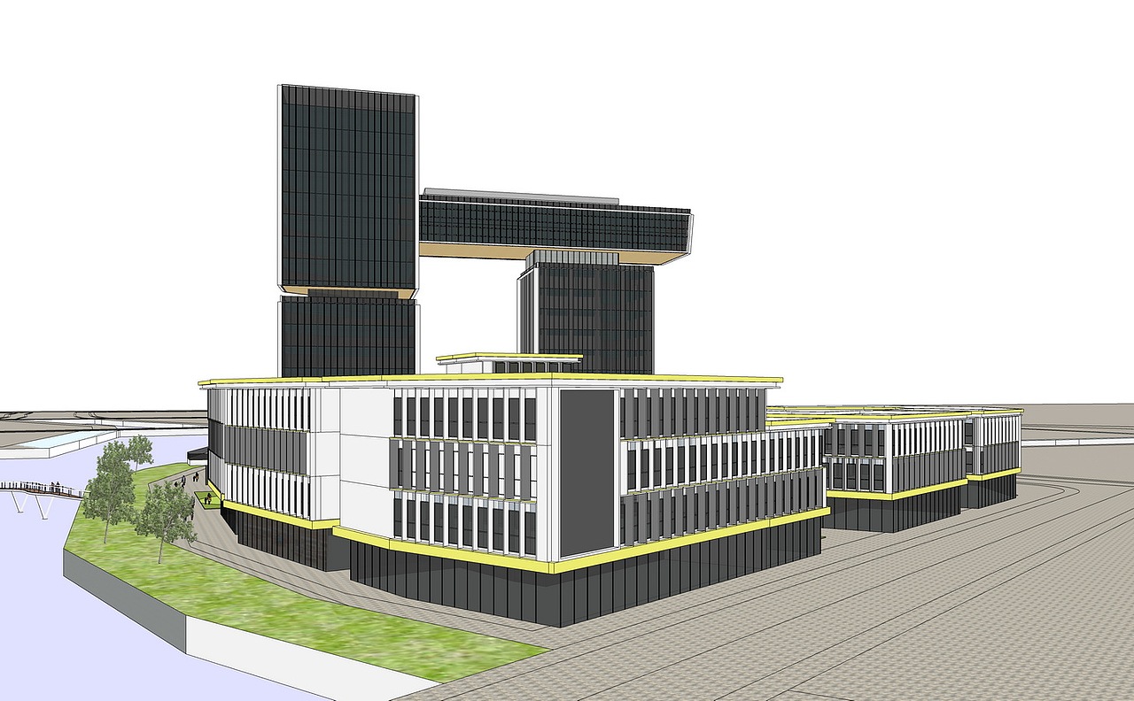 现代产业园园区办公楼SU模型下载