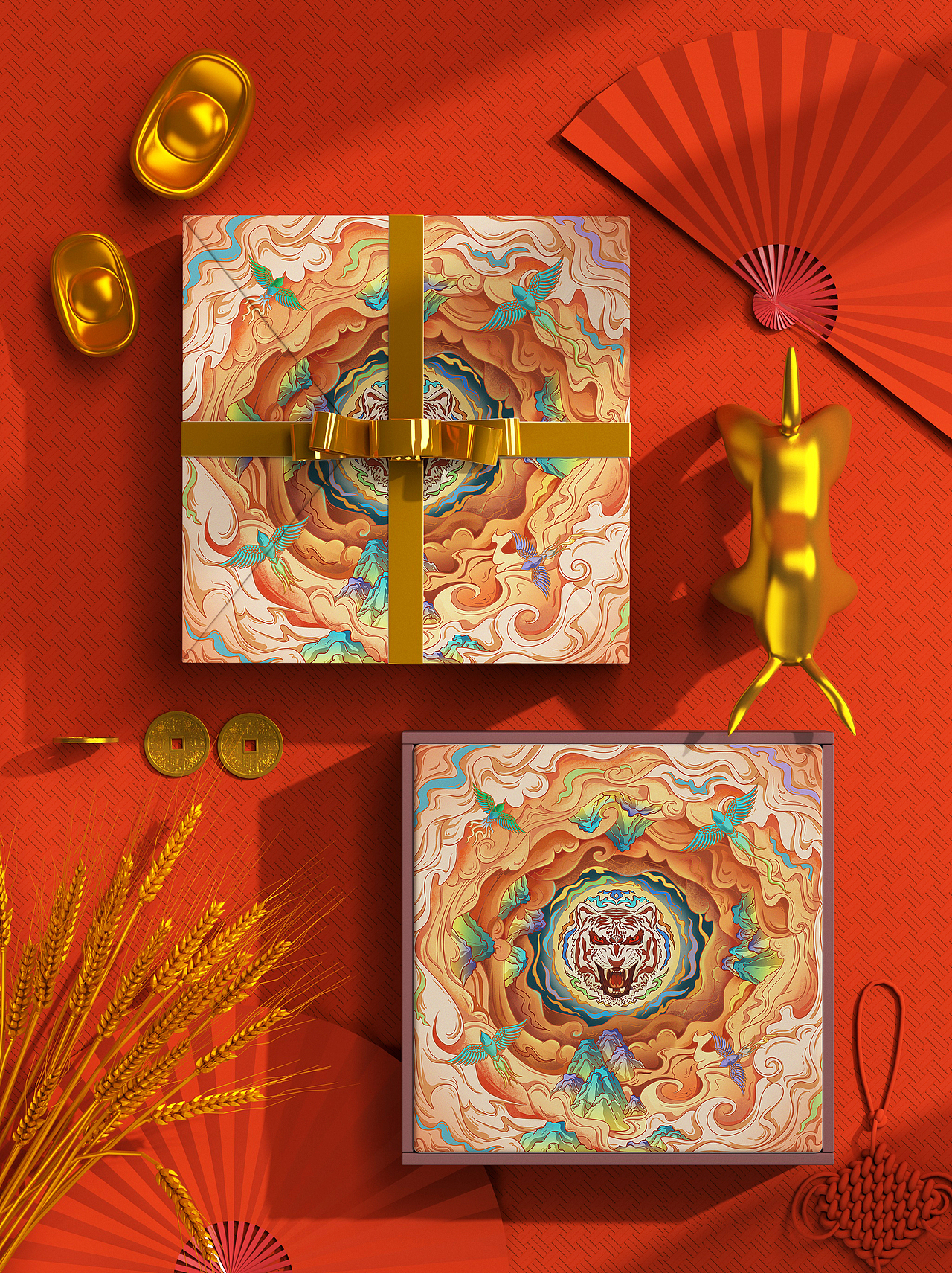 天之四灵（图ZMjU5MTgxMTg4） - 商业插画 - 站酷设计师如虎添翼包装插画原创素材 - 站酷ZCOOL