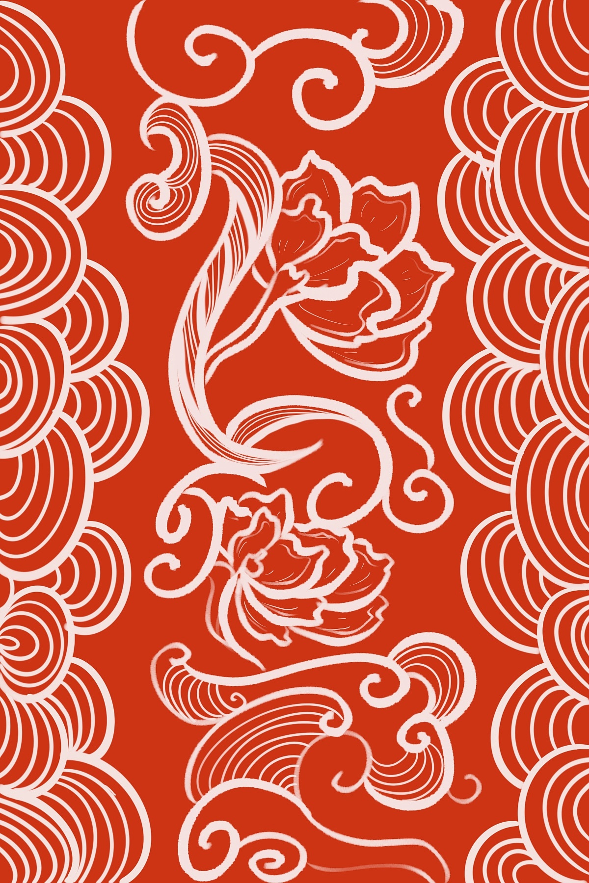 中国祥和瑞气,红色热情的名族精神,如意祥云纹体现国风特色