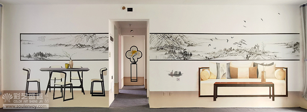 样板间彩绘|正弘中岳城新中式样板间彩绘