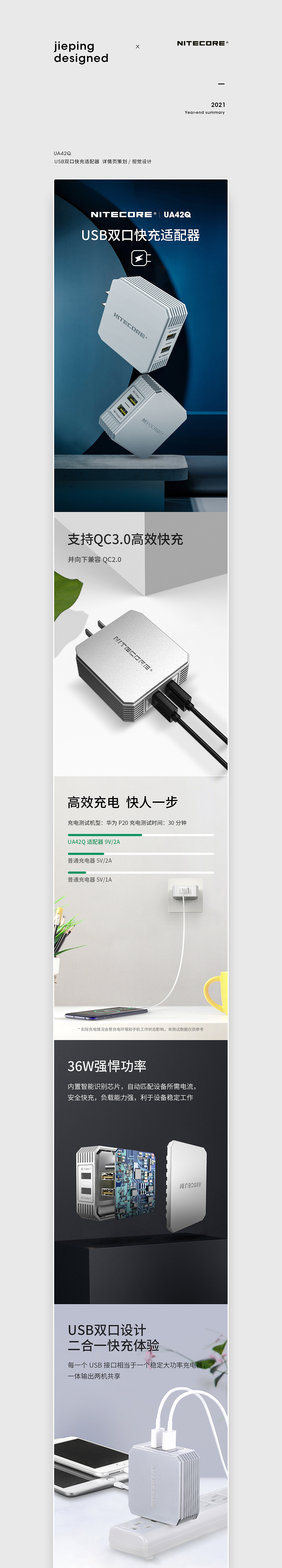 UA42Q-USB双口快充适配器 详情页策划 / 视觉设计