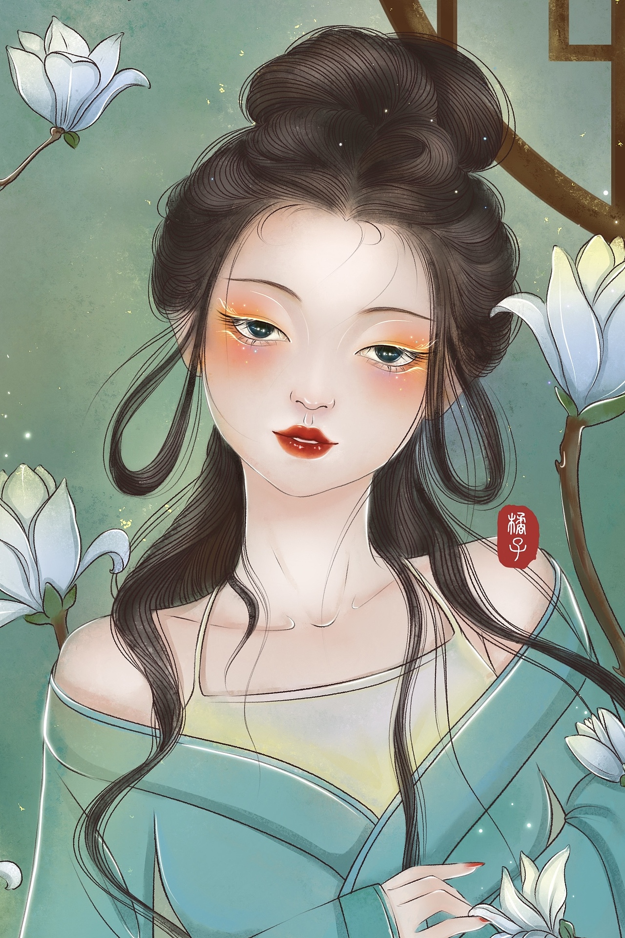 《玉兰花开》（图ZMzA2MzcxNjM2） - 艺术插画 - 站酷设计师橘子味的猫JM原创素材 - 站酷ZCOOL