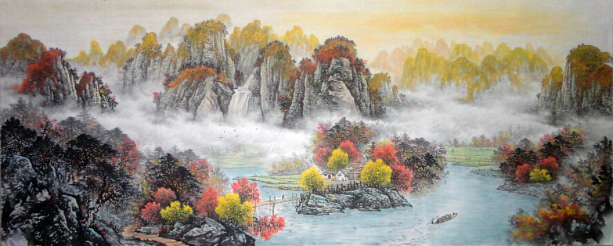 分享收藏山水国画国画山水国画山水画国画我的墙绘作品国画山水国画