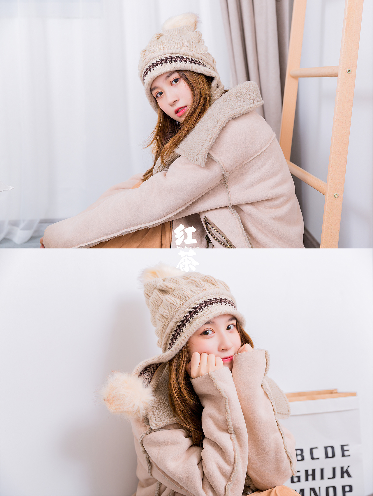 民宿风冬装帽子拍摄