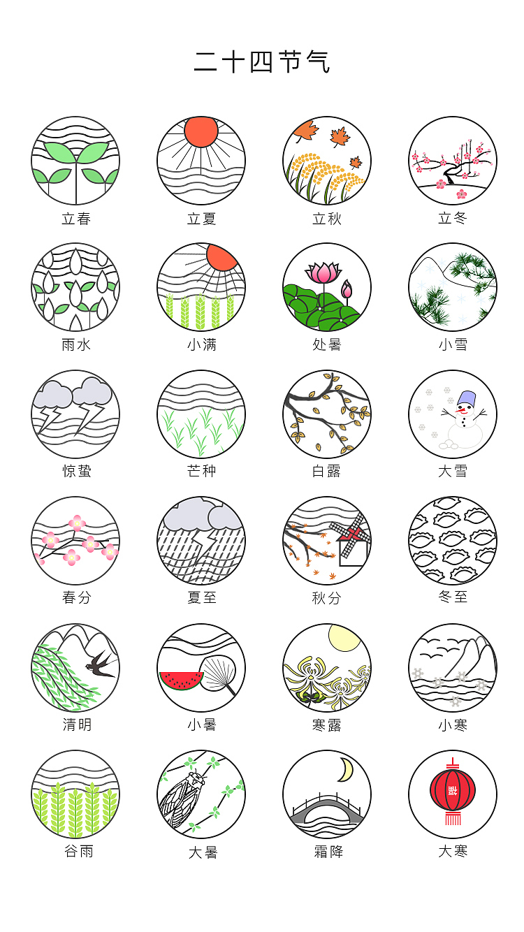 二十四节气小图标设计（图ZMTA2OTkwNzM2） - 图标 - 站酷设计师空城荒原创素材 - 站酷ZCOOL