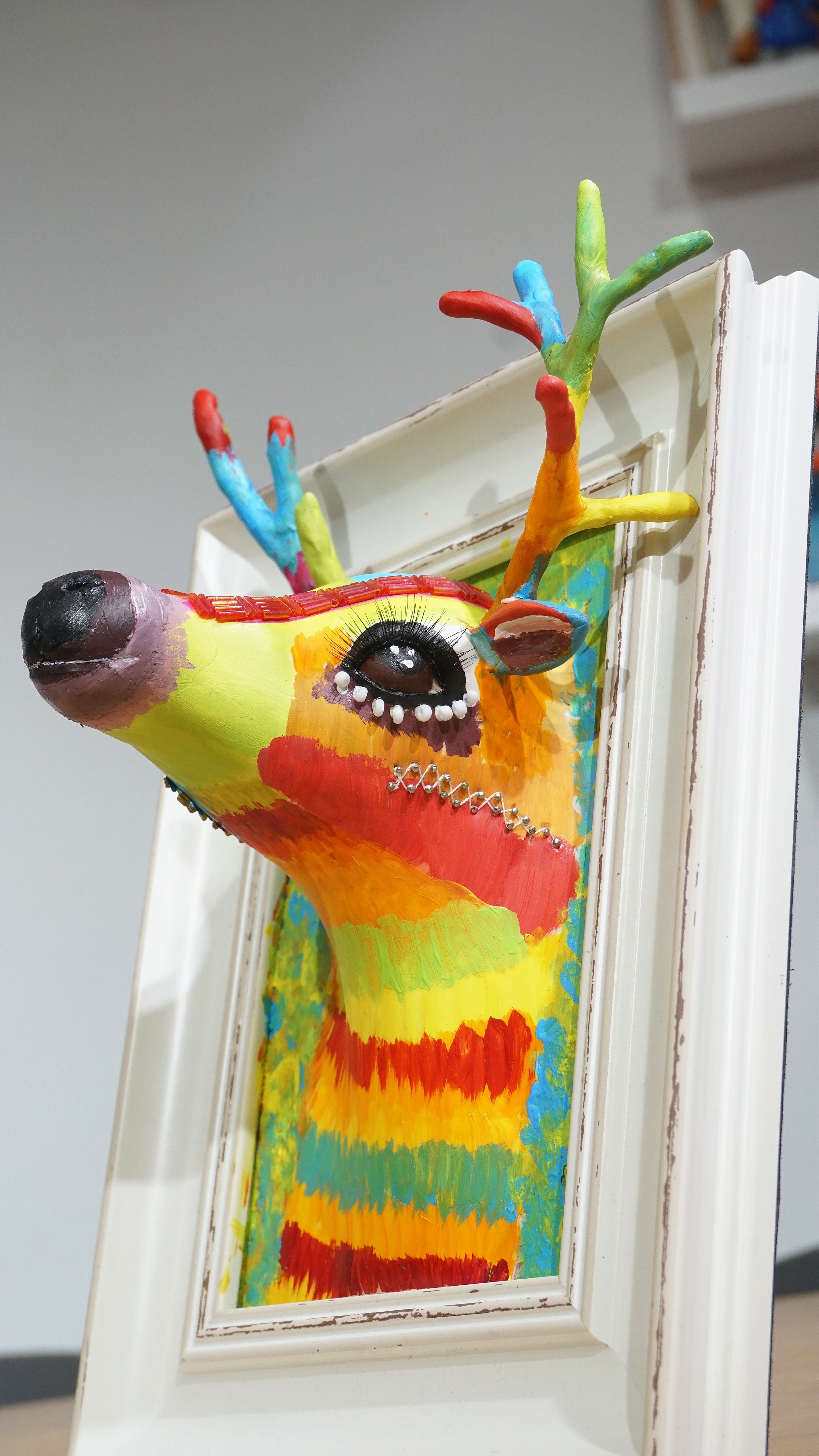 指见生活第2018018期粘土浮雕画培训作品欣赏《麋鹿》_指见生活-站酷