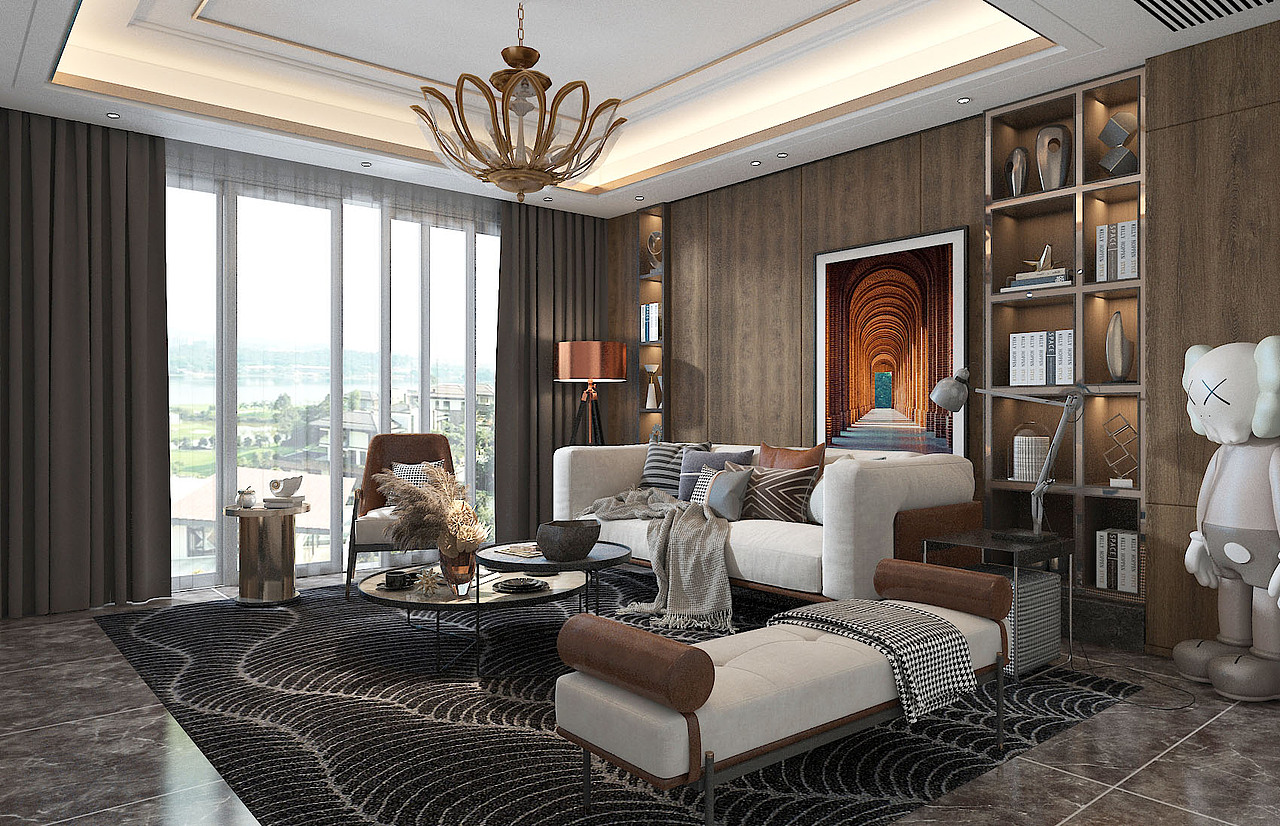 现代轻奢 港式沙发组合 客厅空间设计