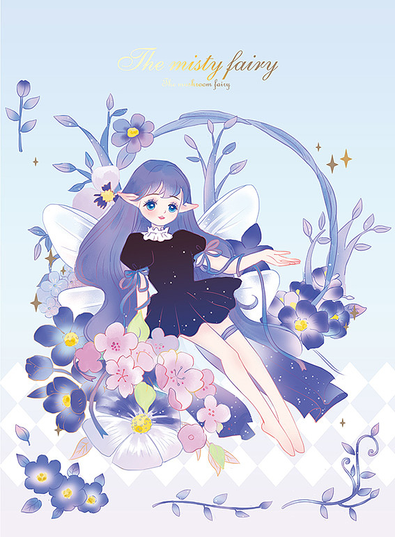 一组花精灵的插画