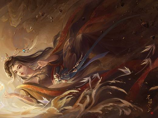 逝者如斯（古风人物插画）