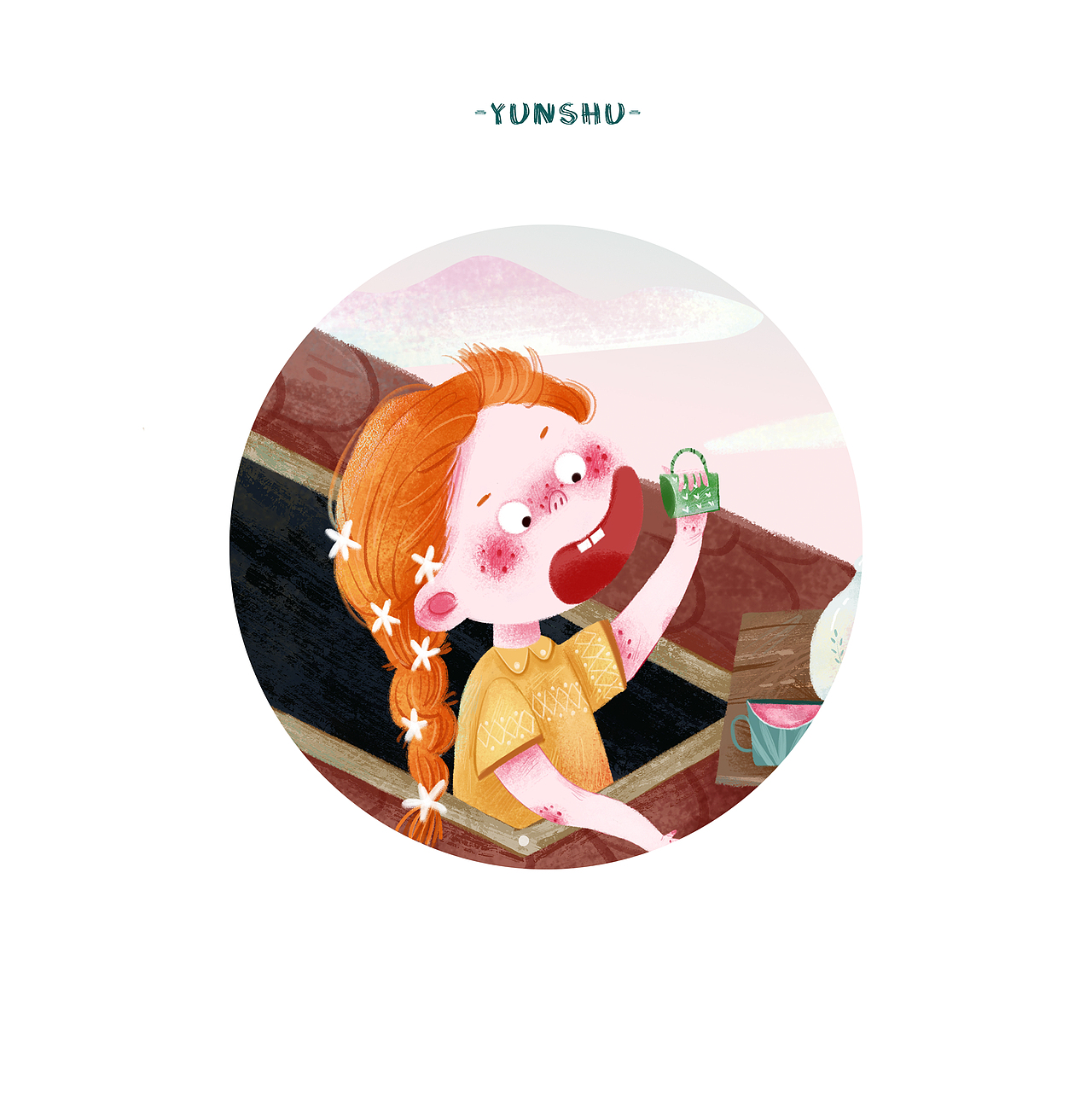 打开天窗喝杯茶（图ZMjE5Nzk3NTg0） - 儿童插画 - 站酷设计师允书同学原创素材 - 站酷ZCOOL