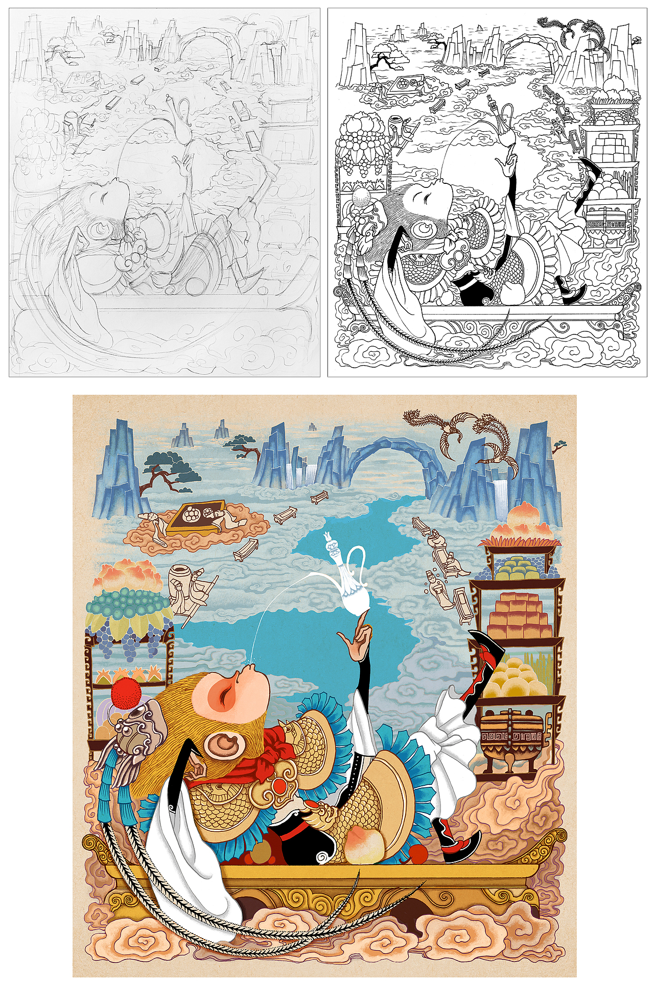 国风插画《西游记》过程全记录