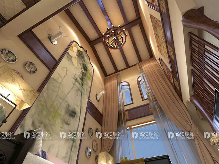 石家庄西山御园500平米美式别墅装修设计效果图（图ZMzc3ODUzMzY=） - 家装设计 - 站酷设计师苏苏别墅装修设计原创素材 - 站酷ZCOOL