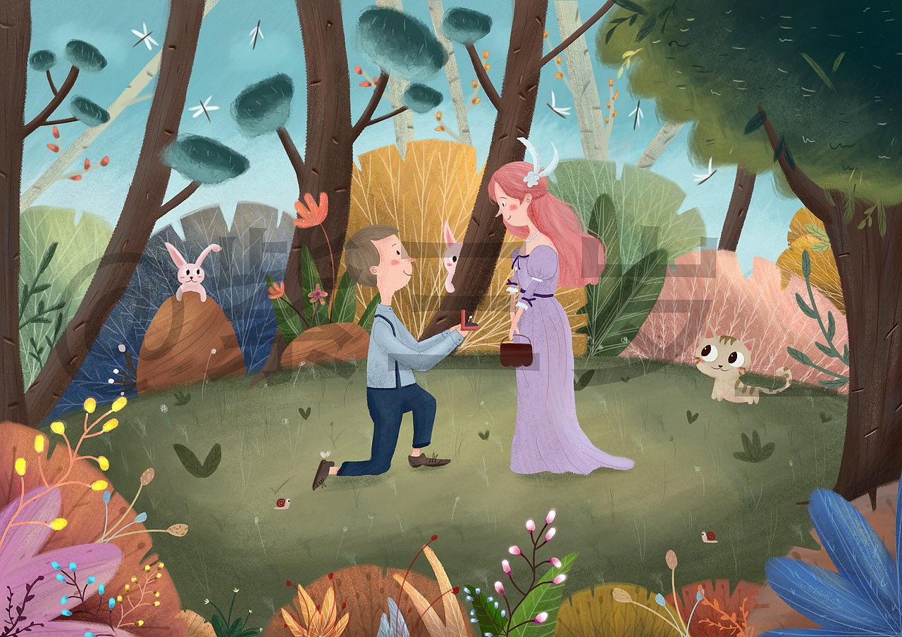 儿童插画求婚场景（图ZMTkzODgwMDQ0） - 儿童插画 - 站酷设计师紫三岁_原创素材 - 站酷ZCOOL