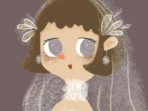 插画人物头像婚纱女孩喝咖啡的女孩插画练习