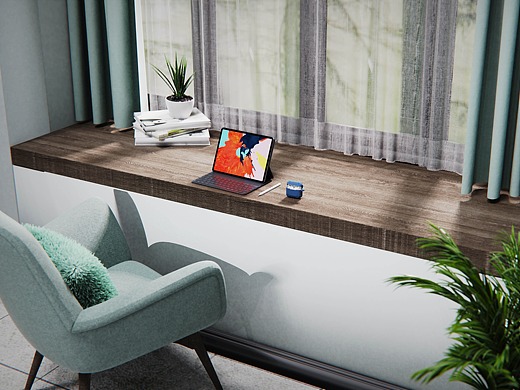 室内窗桌平板耳机场景keyshot渲染