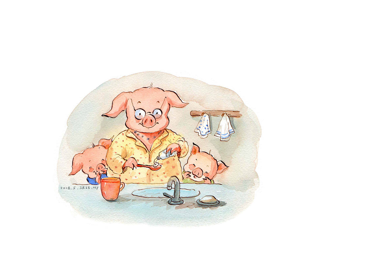 摩登猪猪家庭~（图ZMTEzMzgwNjI4） - 儿童插画 - 站酷设计师抱抱小枕头原创素材 - 站酷ZCOOL
