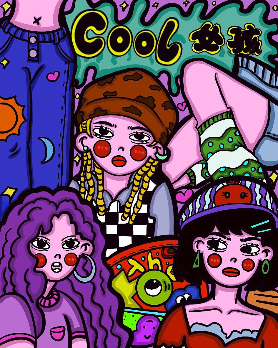 cool女孩（图ZMjg1ODU1ODcy） - 艺术插画 - 站酷设计师没亠脑原创素材 - 站酷ZCOOL