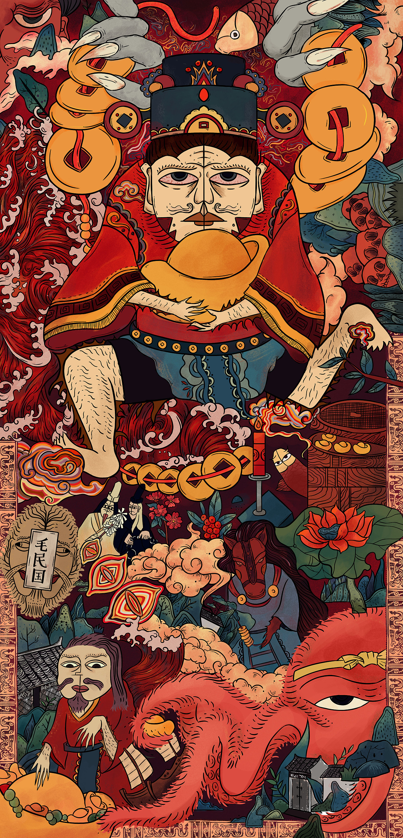 2019青春答卷#"纸马镜花"—《镜花缘》系列插画设计