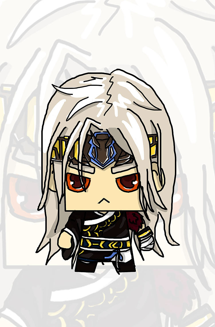 dnf鬼剑士剑神自制q版纸模摆件设计图纸