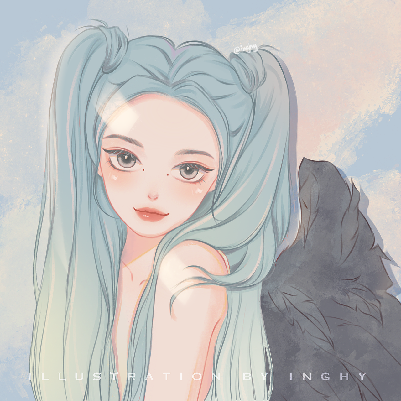 马卡龙色系少女插画