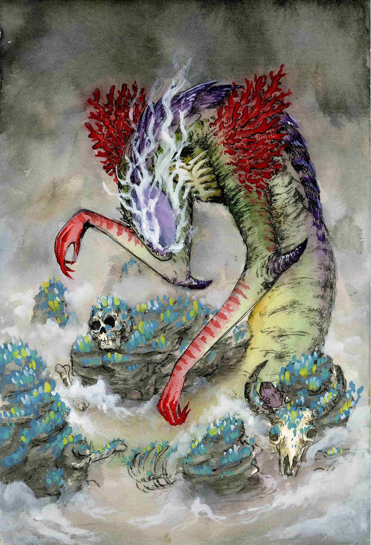 邪魅 じゃみ
邪魅与魑魅同类,是一种有着妖邪恶气的鬼怪。通常居住在山泽中,是山林中的异气所生,也有人认为是山中的木、石、兽等经历很长岁月后所化,其形态像野兽,非常凶恶,常常加害山中过往的行人,后来同魍魉一起泛指所有鬼怪。