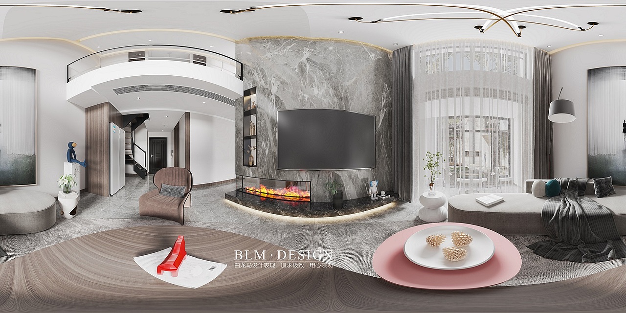 复式公寓客餐厅—白龙马效果图