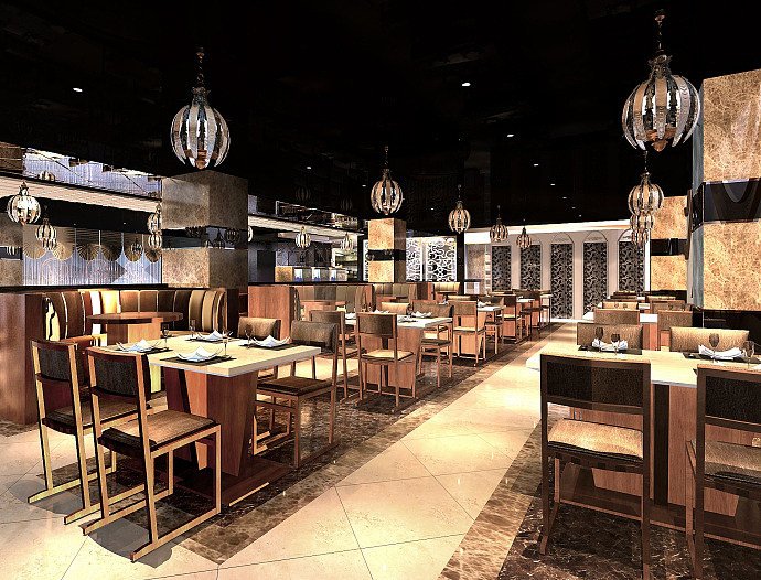 《七秒鱼活鱼火锅店装修设计案例》—中卫专业特色餐厅设计公司（图ZNDI0OTY5NjA=） - 家装设计 - 站酷设计师中卫火锅店设计原创素材 - 站酷ZCOOL