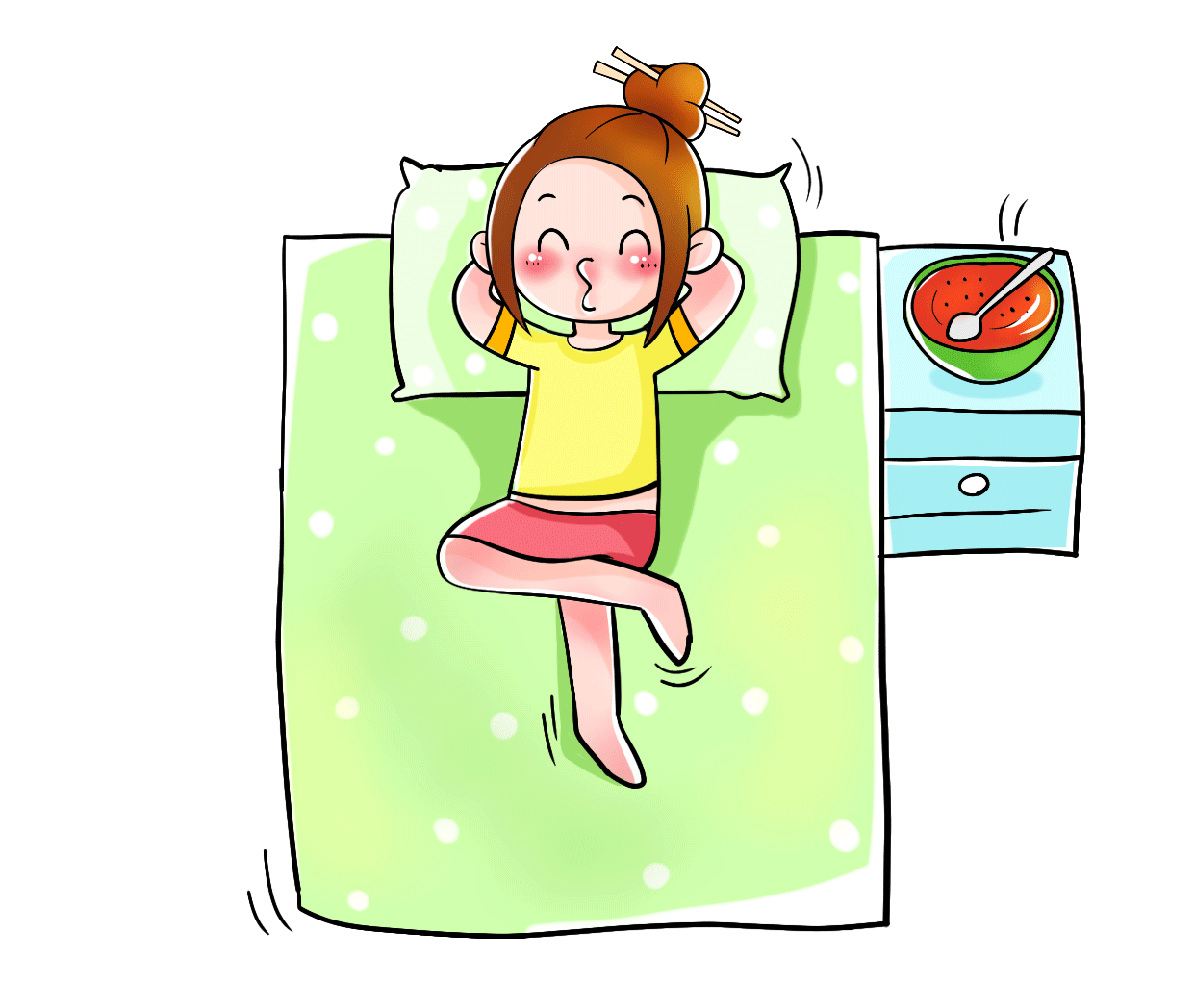 一 个 人 的 夏 日 午 后吃 完 半 个 冰 西 瓜 躺 在 床 上哼 着 小