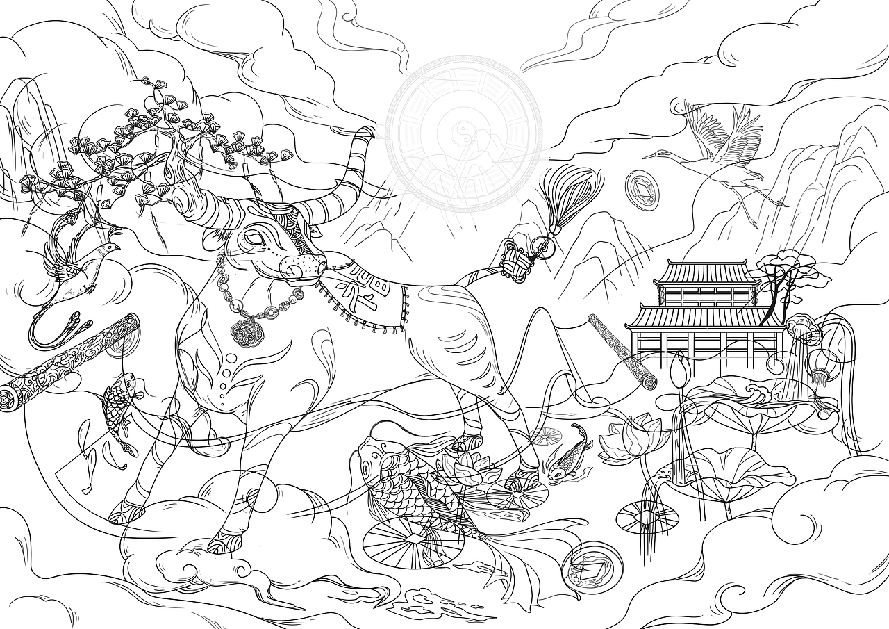 牛年插画（图ZMjQ4ODM0MjQ0） - 商业插画 - 站酷设计师毛阿豆art原创素材 - 站酷ZCOOL
