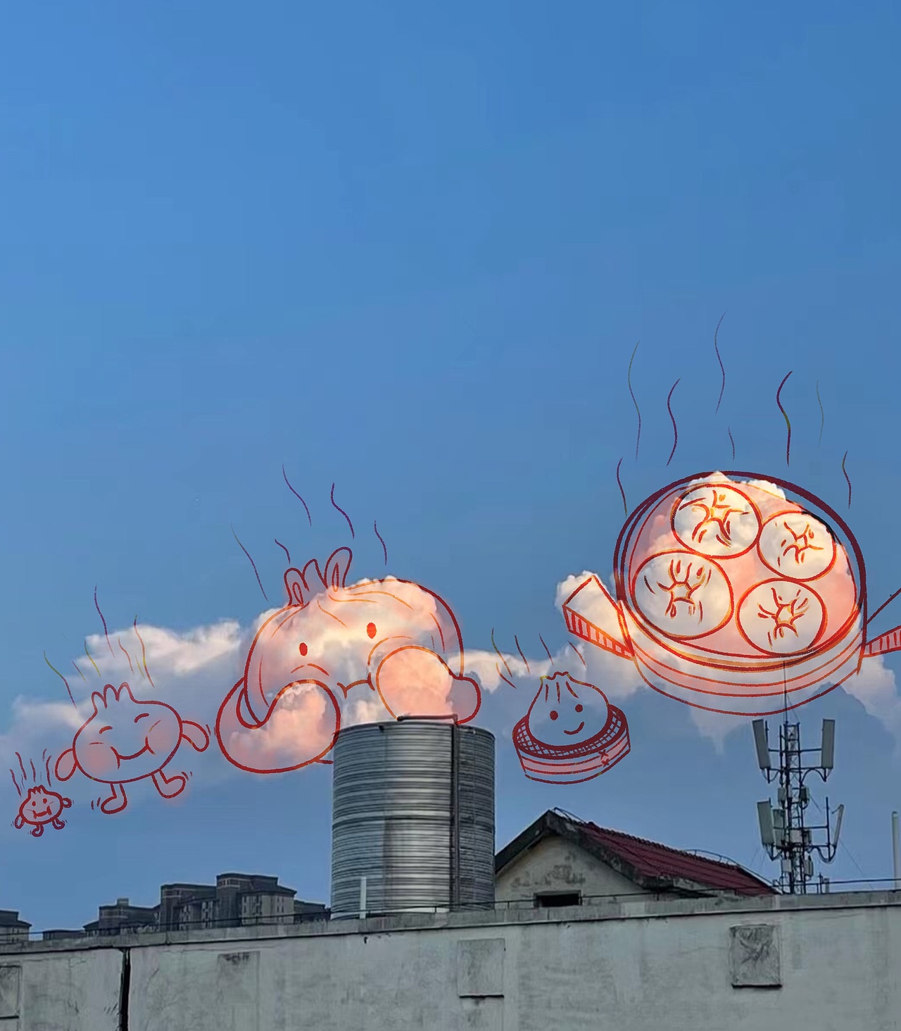 武漢的云（湖工大視角的云朵朵）（圖ZMjU1MDA3MTAw） - 新銳潮流插畫 - 站酷設(shè)計(jì)師黑狗阿凡達(dá)原創(chuàng)素材 - 站酷ZCOOL