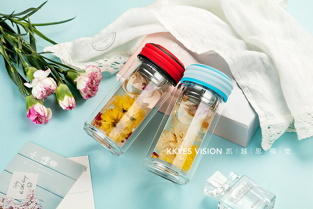 玻璃水杯 保温杯 双层 静物拍摄 产品商业摄影