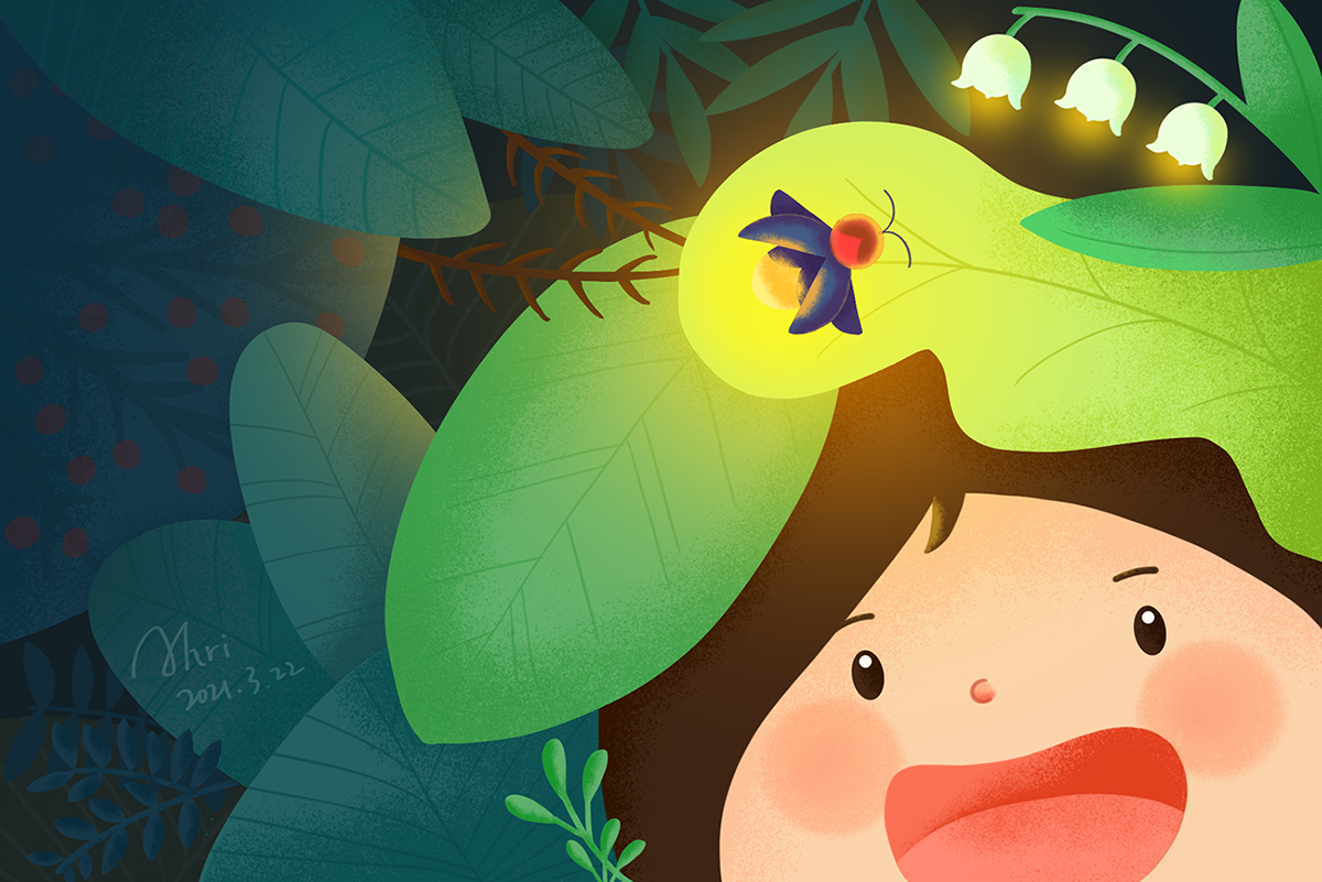 在夜里寻找萤火虫的小孩|插画|创作习作|阿狸丫灬 - 原创作品 - 站酷