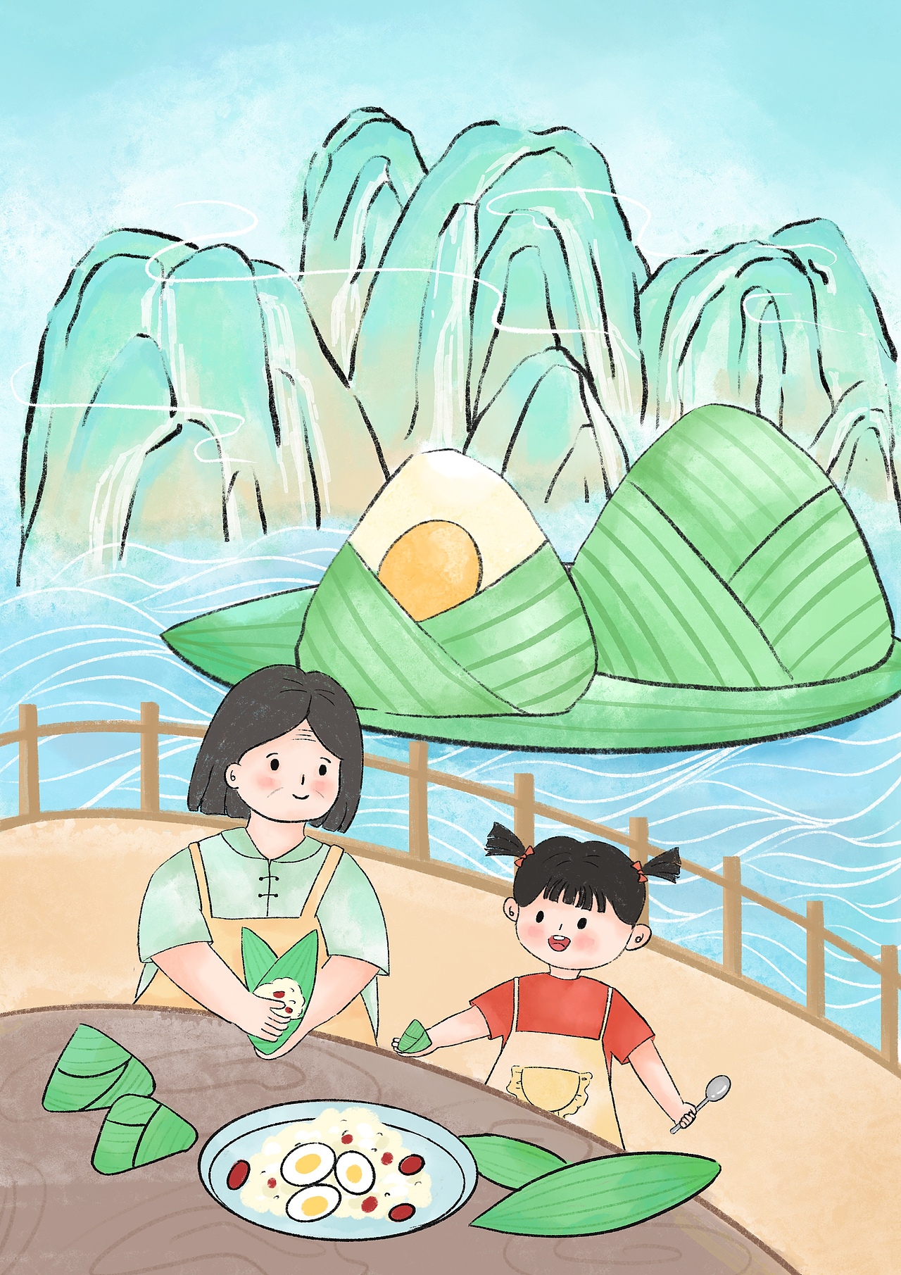 端午吃粽子（图ZMzAzODE4NTI4） - 儿童插画 - 站酷设计师J_BoBo原创素材 - 站酷ZCOOL