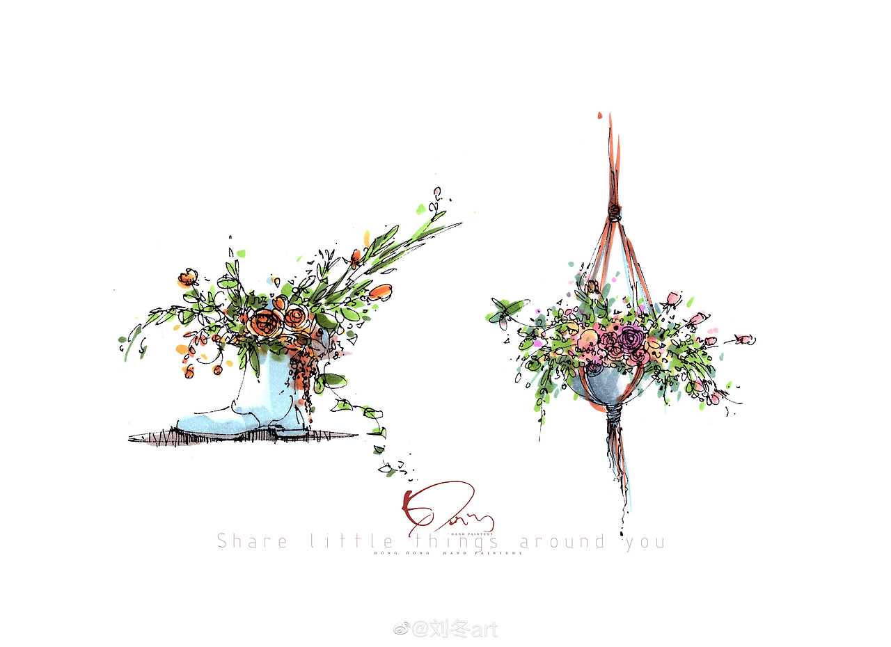 是花还是画都为美而来【花艺手绘】（图ZMTU5ODM0ODE2） - 绘画 - 站酷设计师咚咚婚礼手绘原创素材 - 站酷ZCOOL